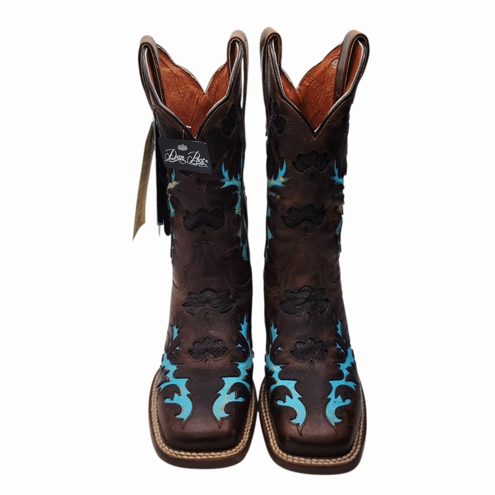 Dan Post Women's Brown Turquoise Western Cowboy Boots Size 6.5M New Leather